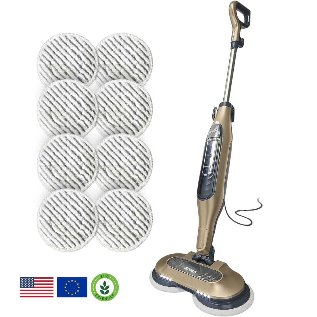 Shark® Alles-in-één Stoom- & Schrobmop – LED-verlichting, XL-watertank, 8 pads
