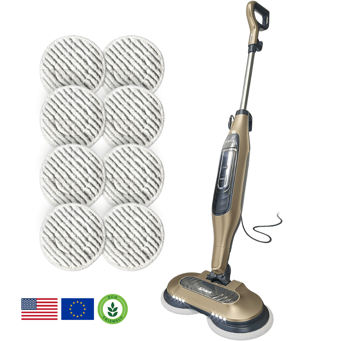 Shark® Alles-in-één Stoom- & Schrobmop – LED-verlichting, XL-watertank, 8 pads