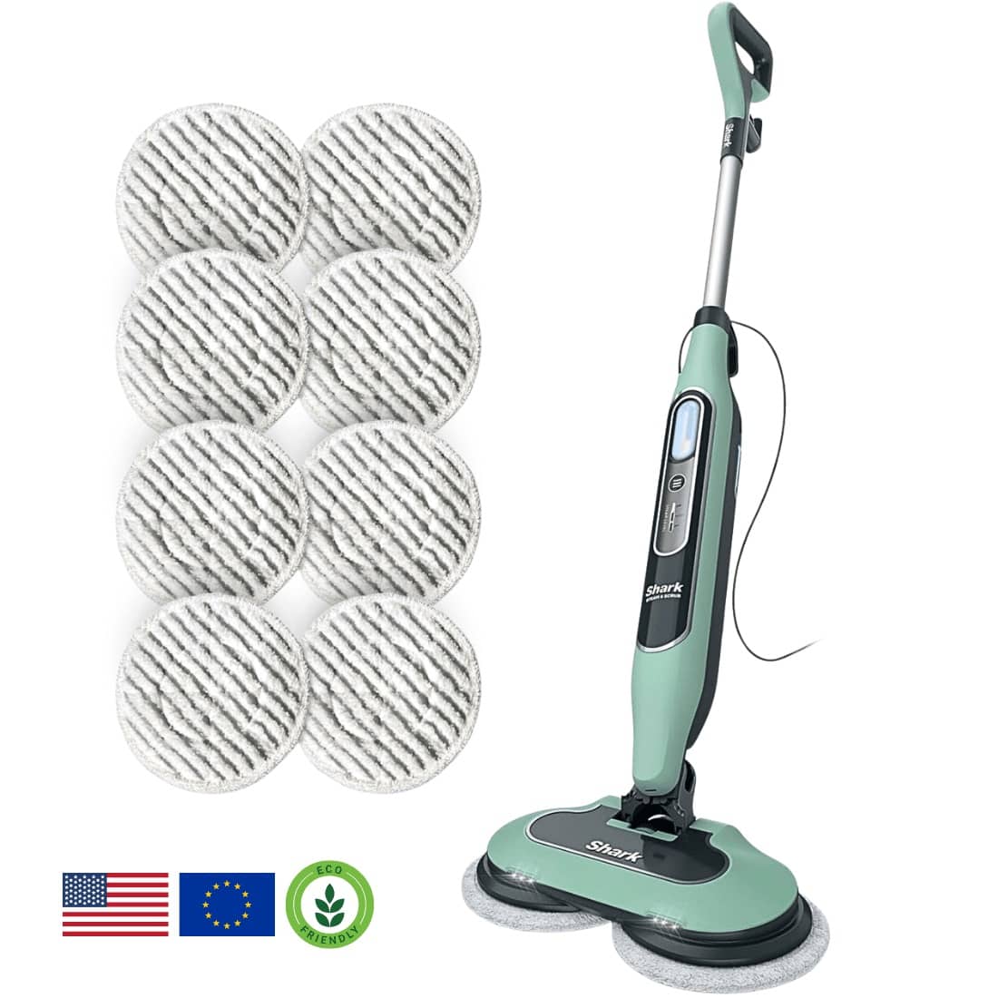 Shark® Alles-in-één Stoom- & Schrobmop – LED-verlichting, XL-watertank, 8 pads