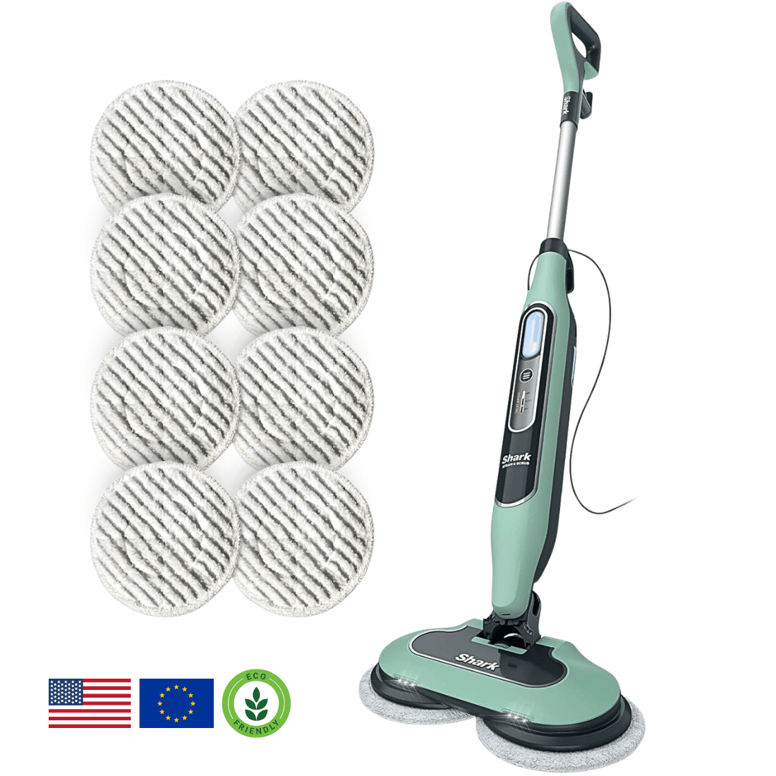 Shark® Alles-in-één Stoom- & Schrobmop – LED-verlichting, XL-watertank, 8 pads