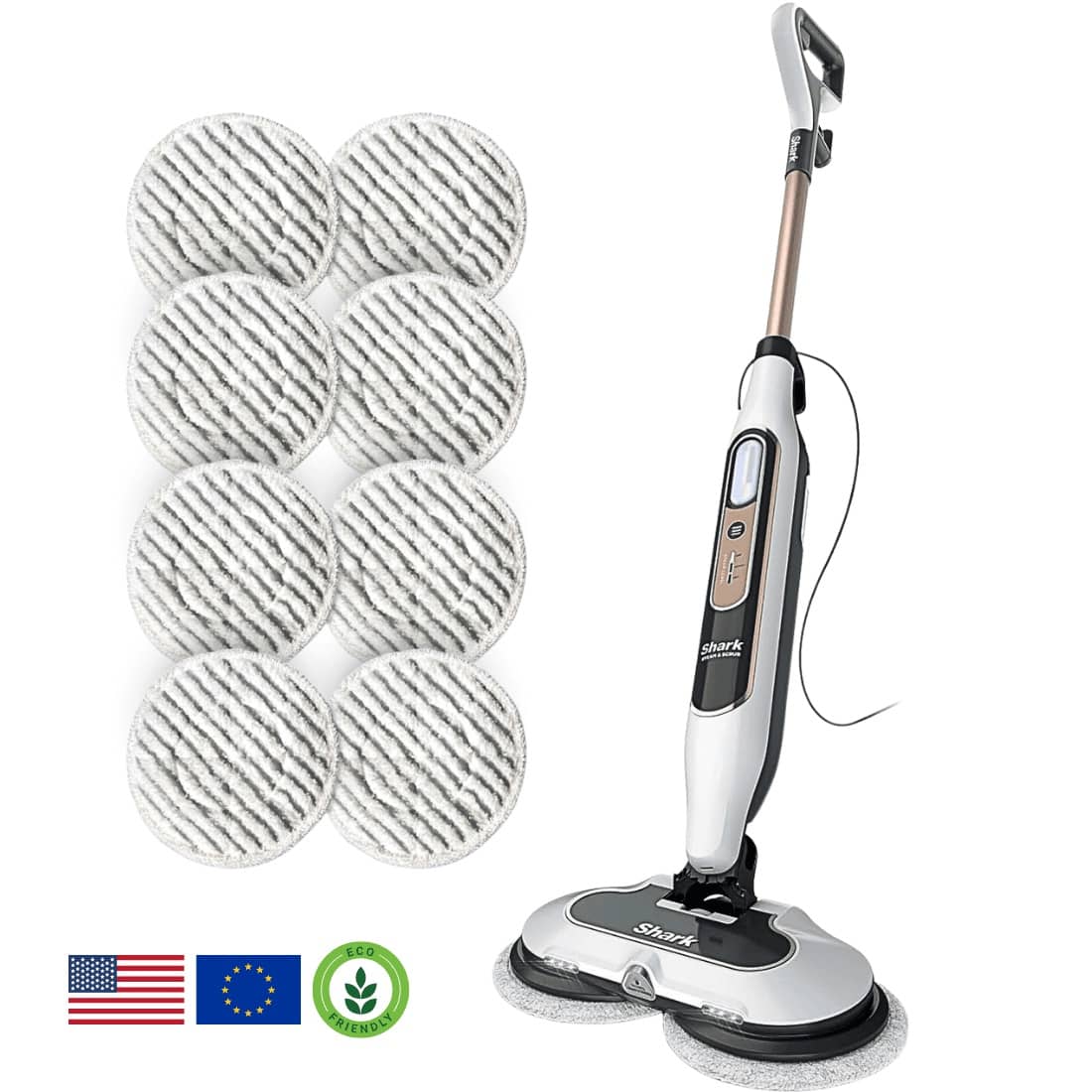 Shark® Alles-in-één Stoom- & Schrobmop – LED-verlichting, XL-watertank, 8 pads